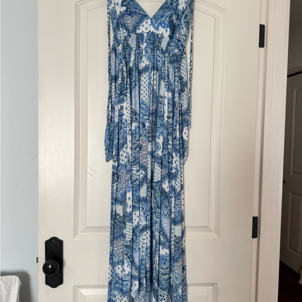 Zara Blue and White Paisley Dress
